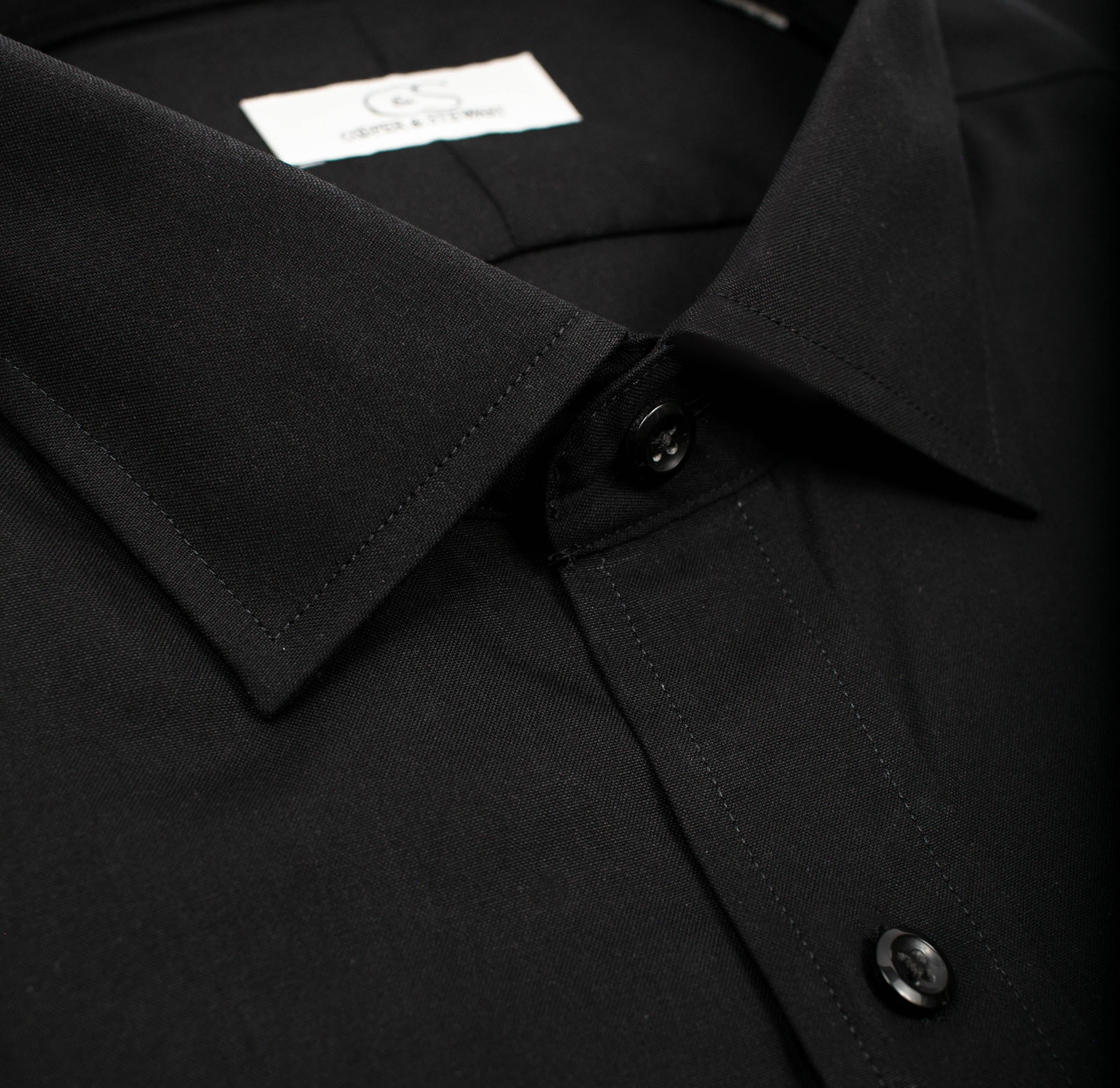 204 TF SC - Black Tailored Fit Spread Collar