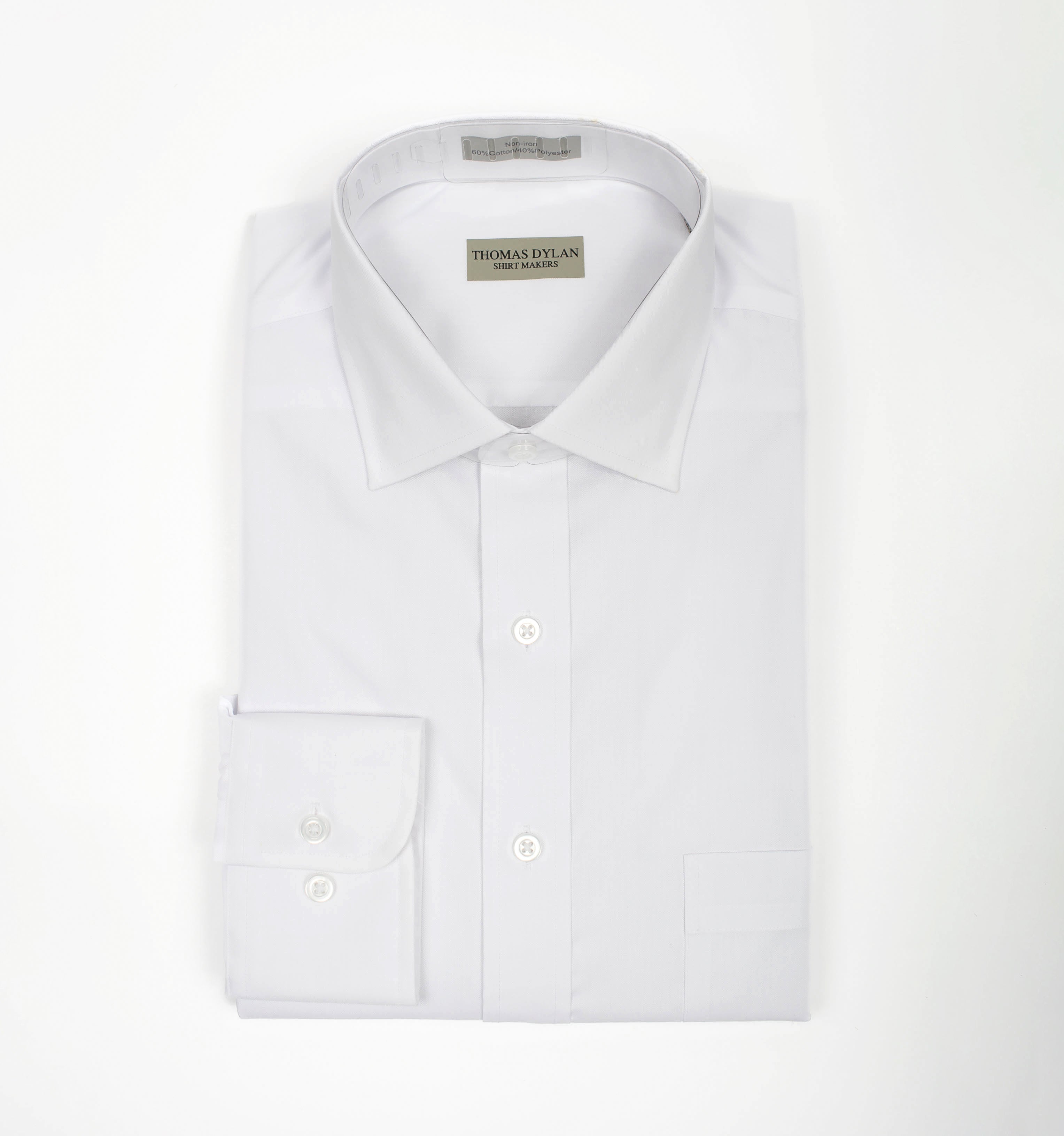 023 TF SC - Thomas Dylan White Tailored Fit Spread Collar