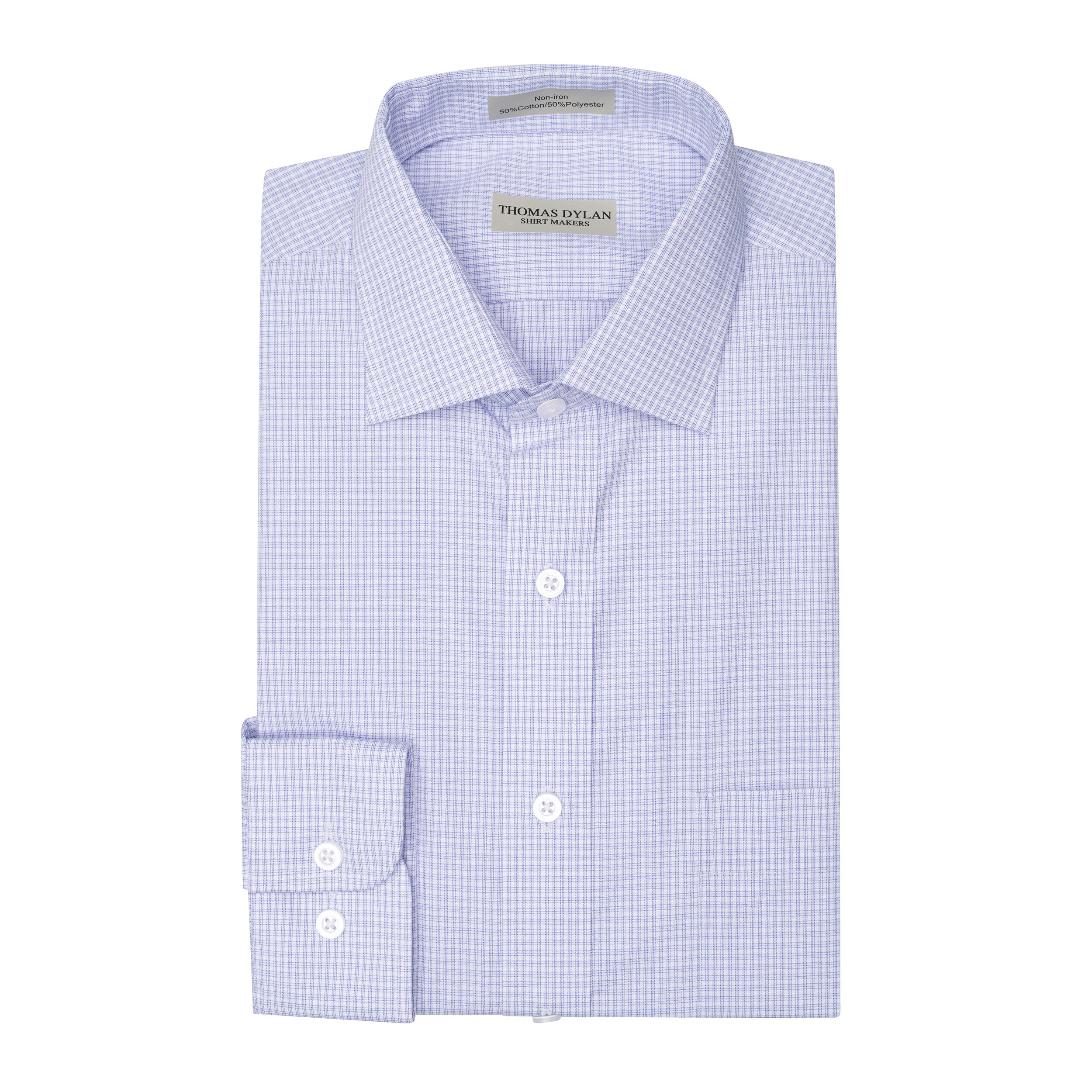 028 TF SC - Violet College Check Tailored Fit Spread Collar