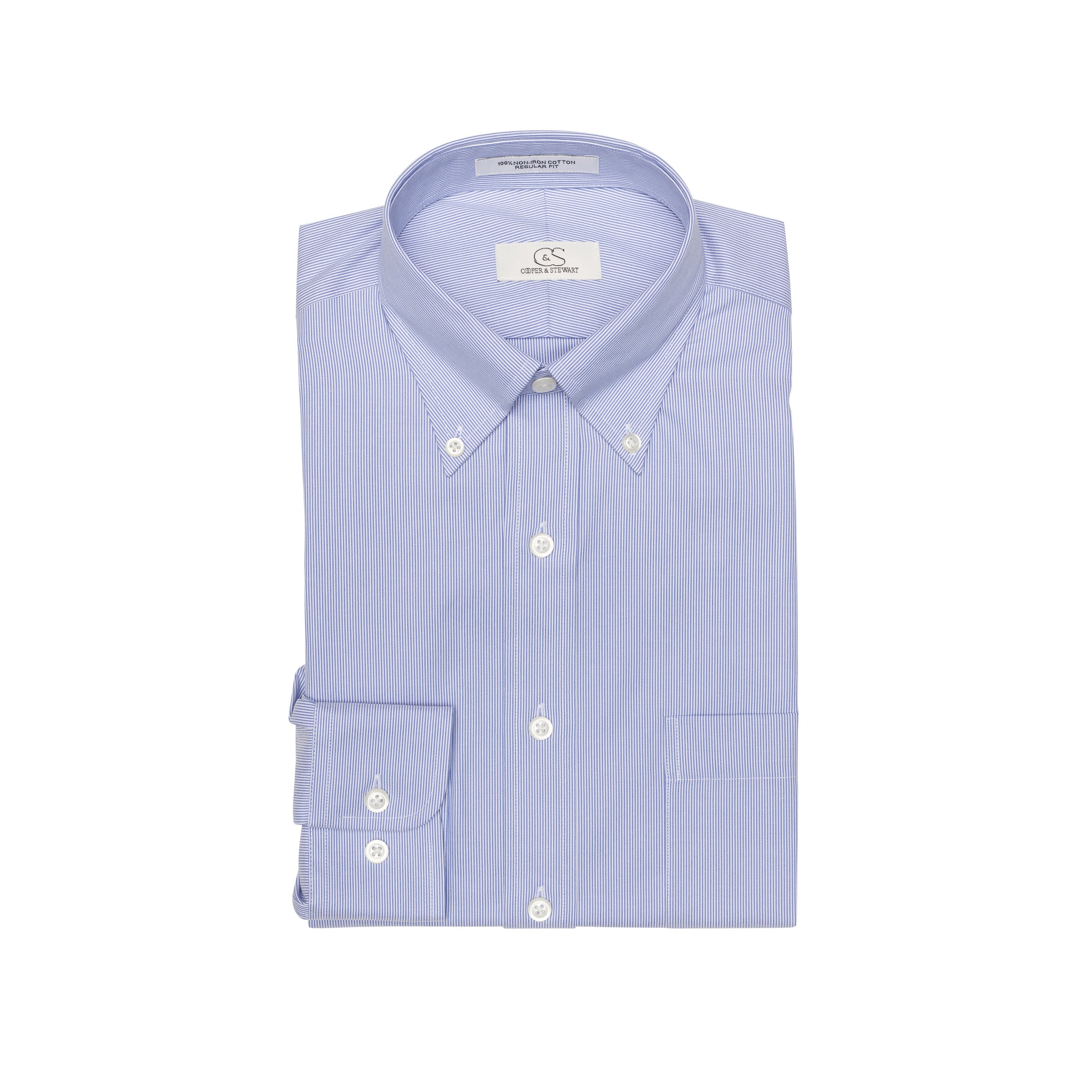 049 BD - Blue Fine Line Stripe Button Down Collar