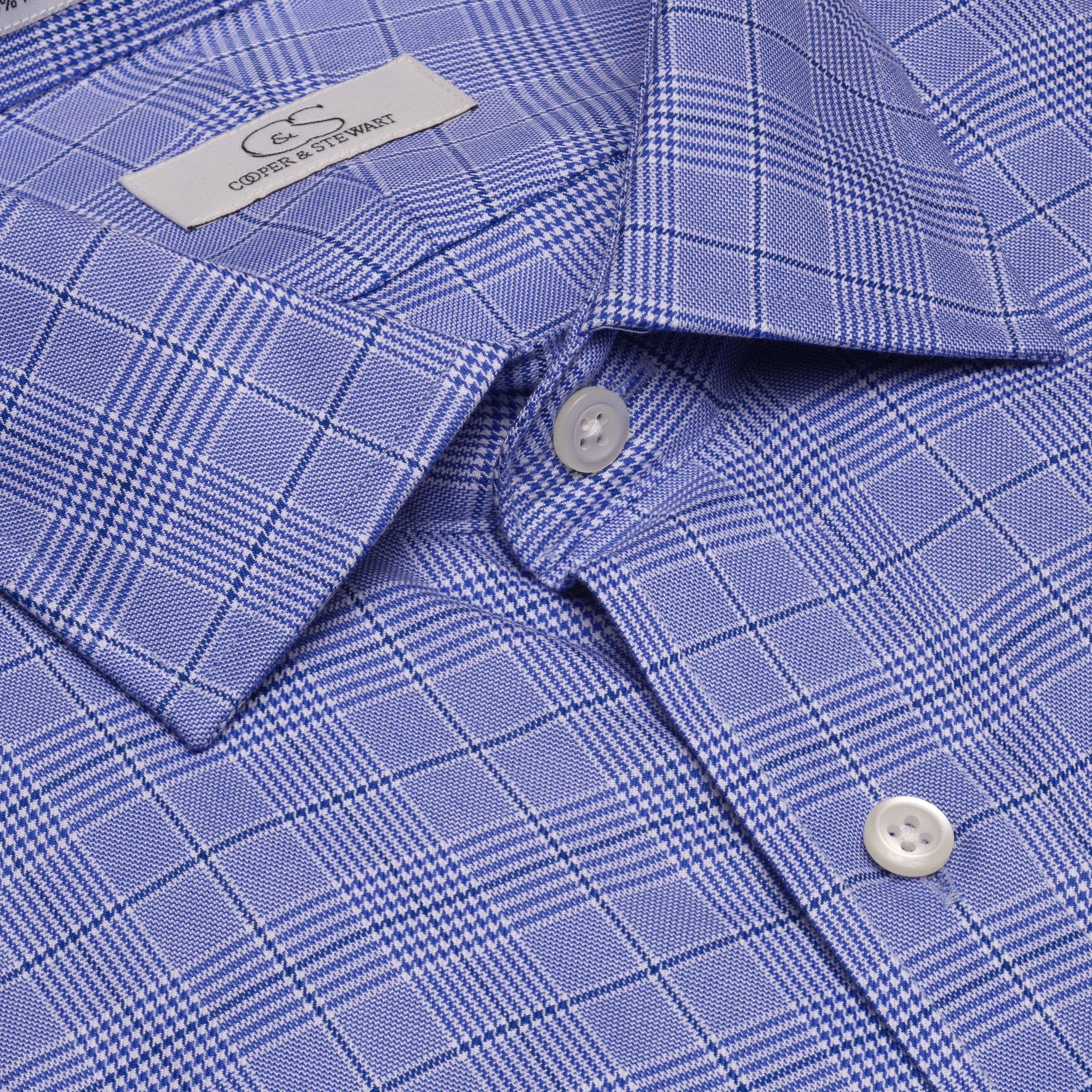 069 TF SC - Blue Royal Glen Plaid Tailored Fit Spread Collar