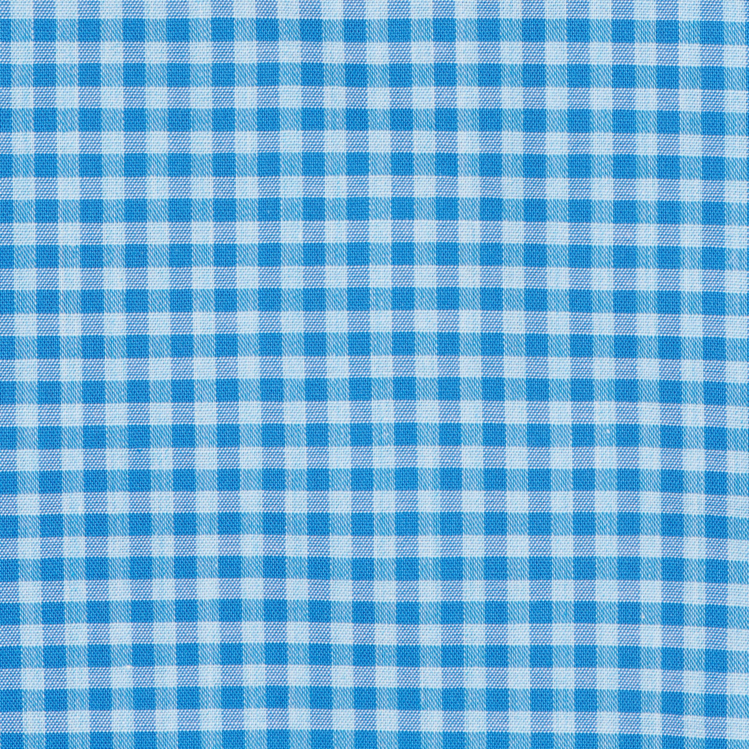 125 SC - Turquoise Filled Gingham Check Spread Collar
