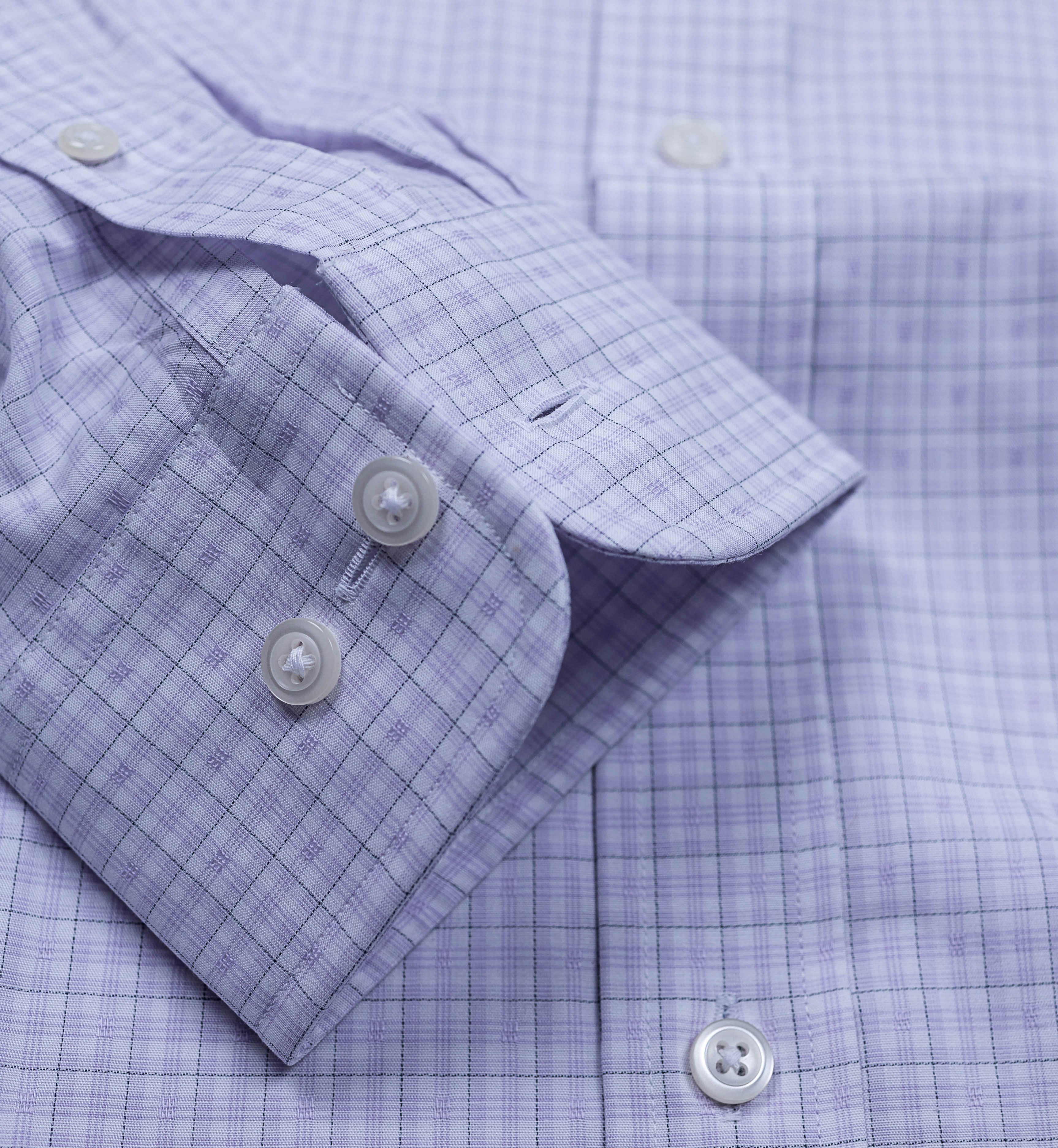 145 TF SC - Lavender Soft Box Windowpane Tailored Fit Spread Collar