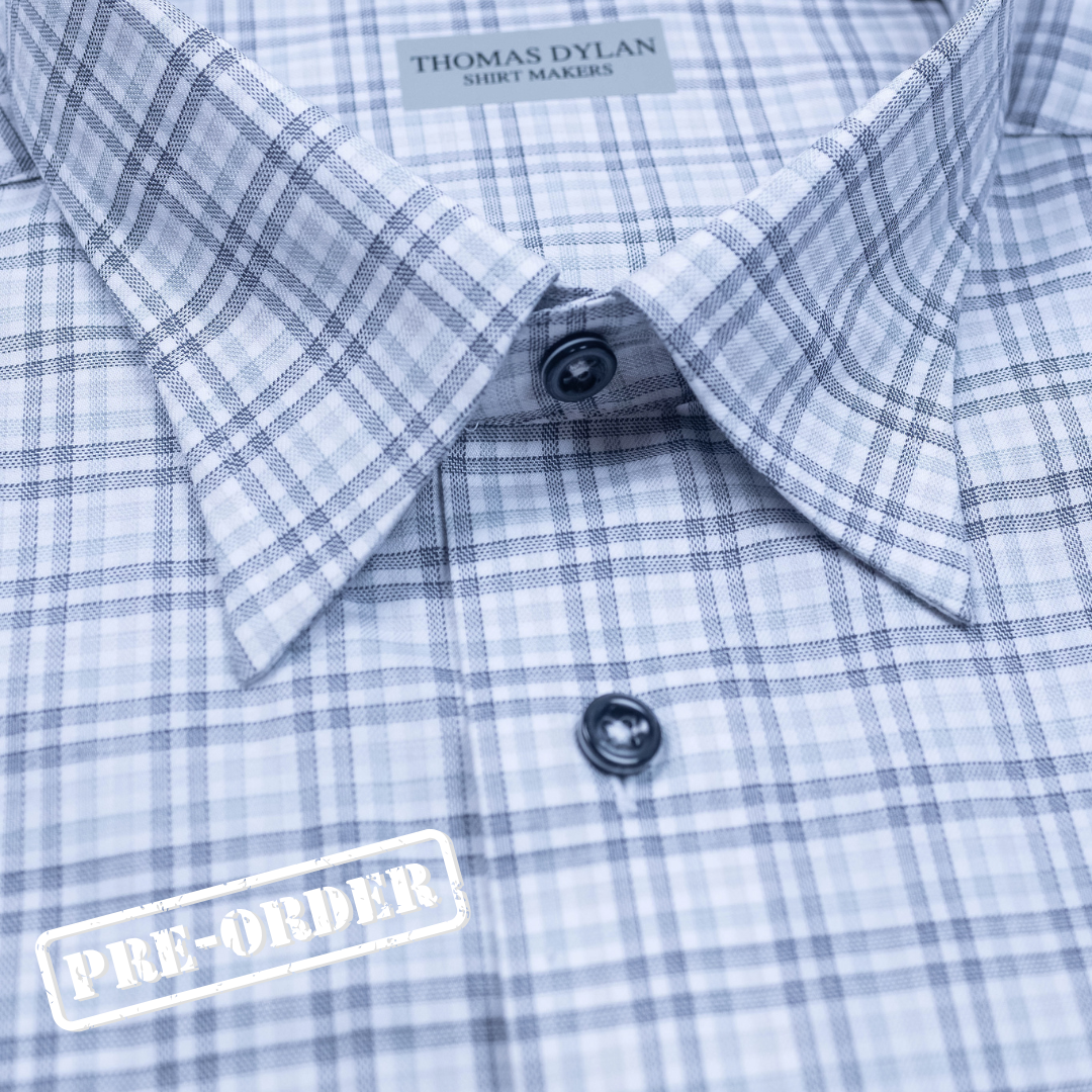 806 CF BD - FF Grey/Charcoal Gingham Subtle Windowpane with Hidden Button ( Arriving Fall 25)