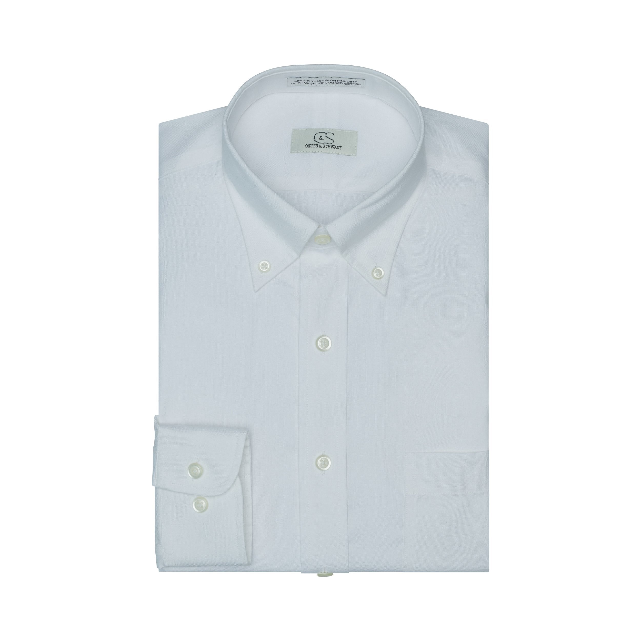 001 White-Button Down-Tailor Fit Best Dress Shirt 