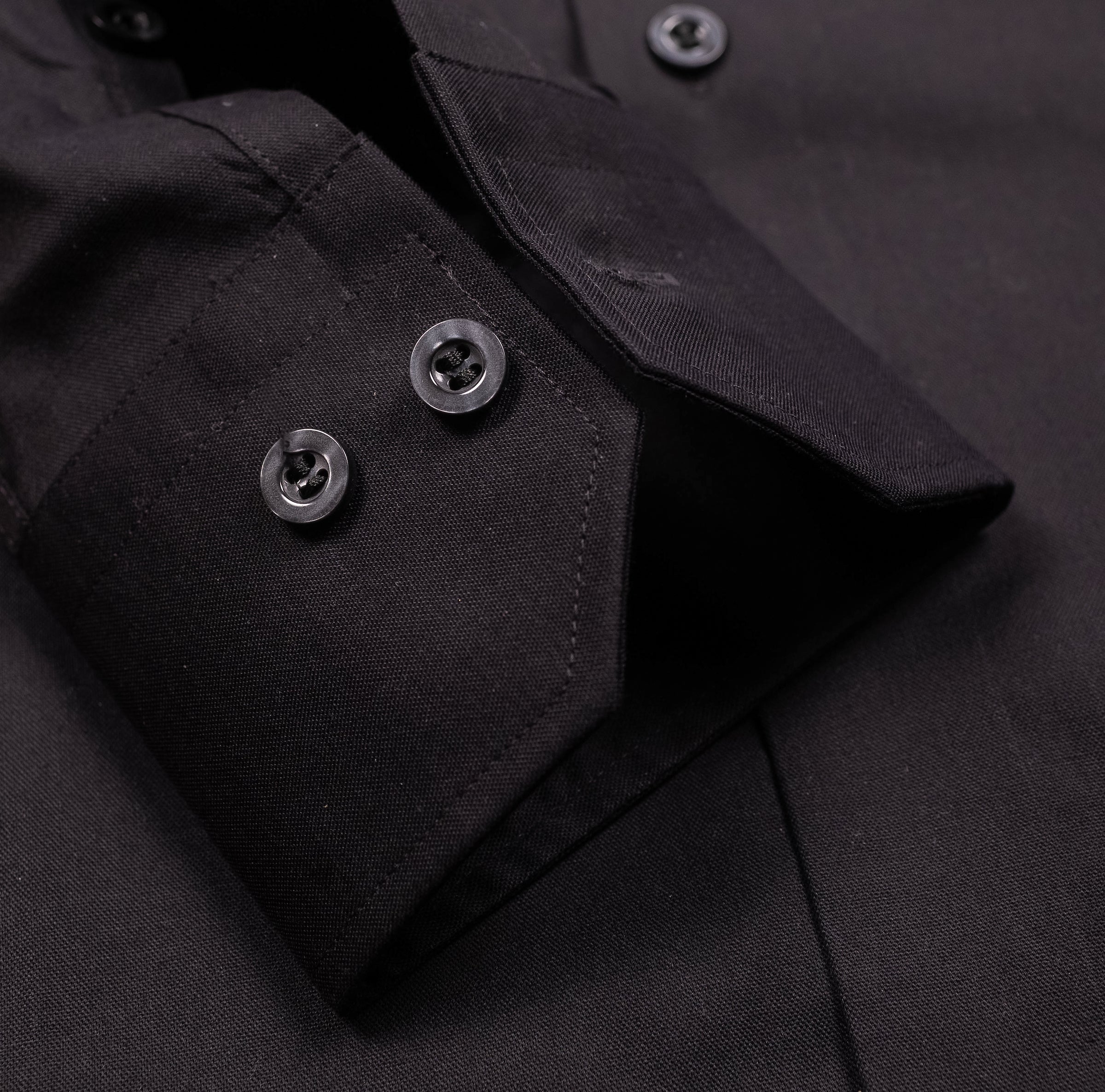 226-TD Solid Black SC Slim Fit With Pearl Buttons