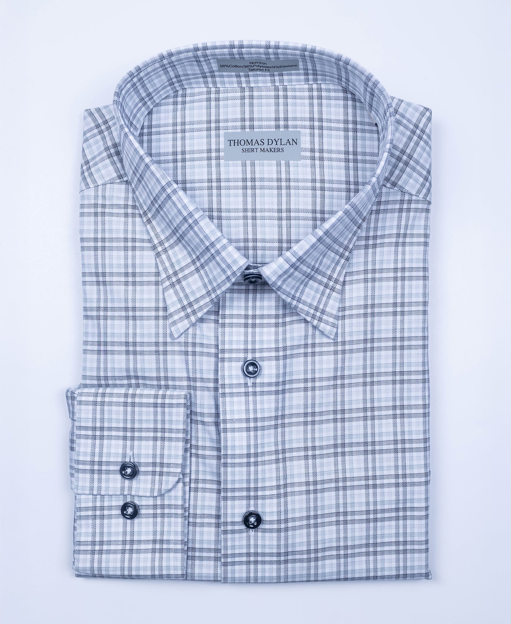 806 CF BD - FF Grey/Charcoal Gingham Subtle Windowpane with Hidden Button ( Arriving Fall 25)