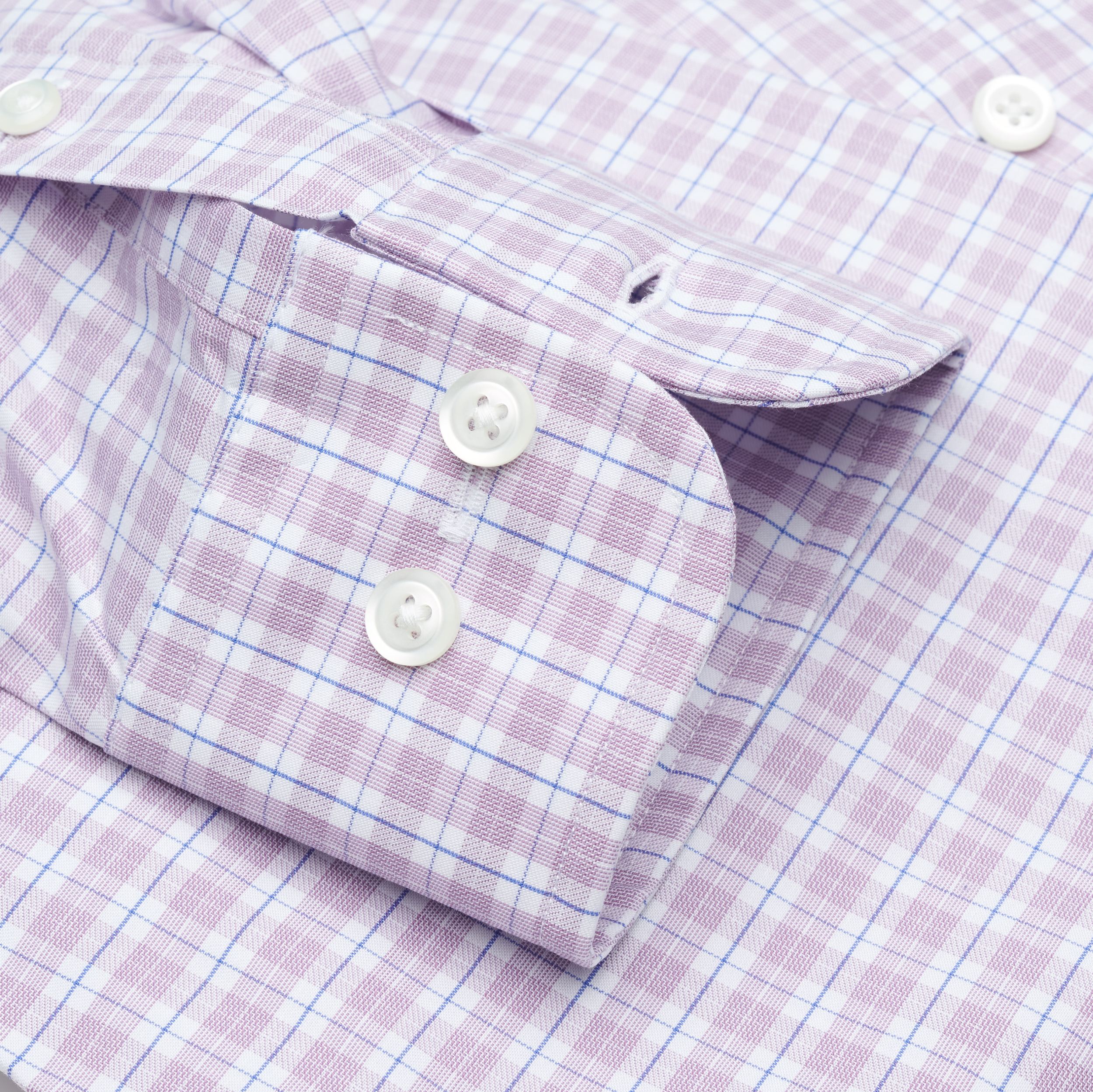 129 - Stretch Mauve & Blue Check BD TF Dress Shirt Best Dress Shirt 